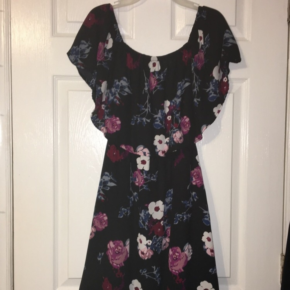 Black and blue floral dress